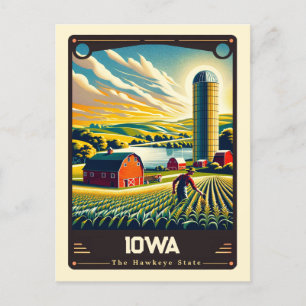 Iowa Patriotisk Vintage Vykort