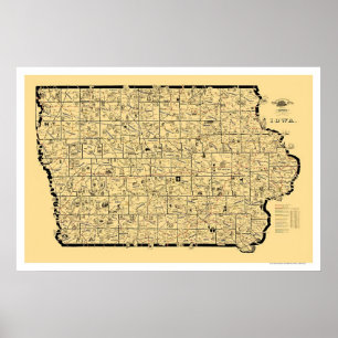Iowa Railroad Karta 1897 Poster