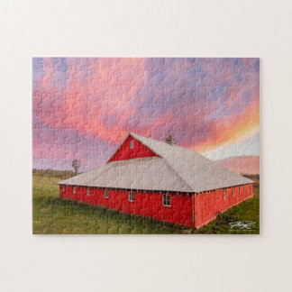 Iowa Red Barn Sunset - Puzzle Pussel