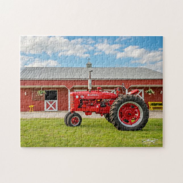 Iowa Red Tractor + Horse Stable Puzzle Pussel (Horisontell)