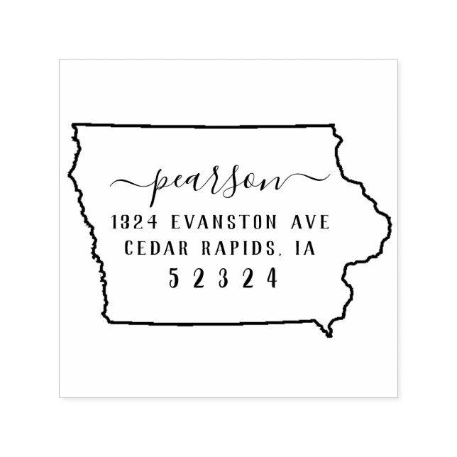 Iowa Returadress Frimärke Self-Inking Självfärgande Stämpel (Design)