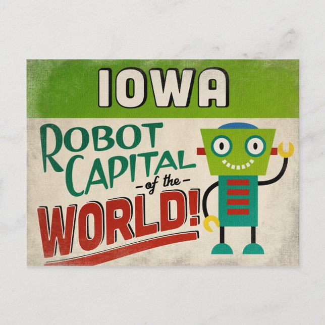Iowa Robot - Lustig Vintage Vykort (Framsida)