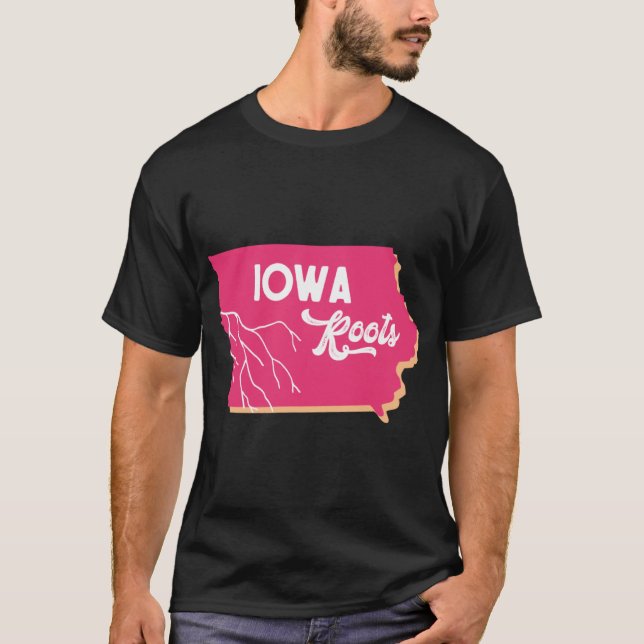 Iowa Roots Pink Orange T Shirt (Framsida)