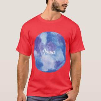 Iowa Round Akvarell Pastell Violett Blå T Shirt