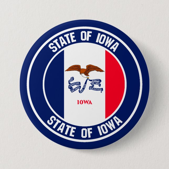 Iowa Round Emblem Knapp (Framsida)