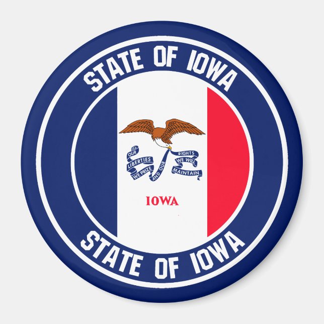 Iowa Round Emblem Magnet (Framsidan)