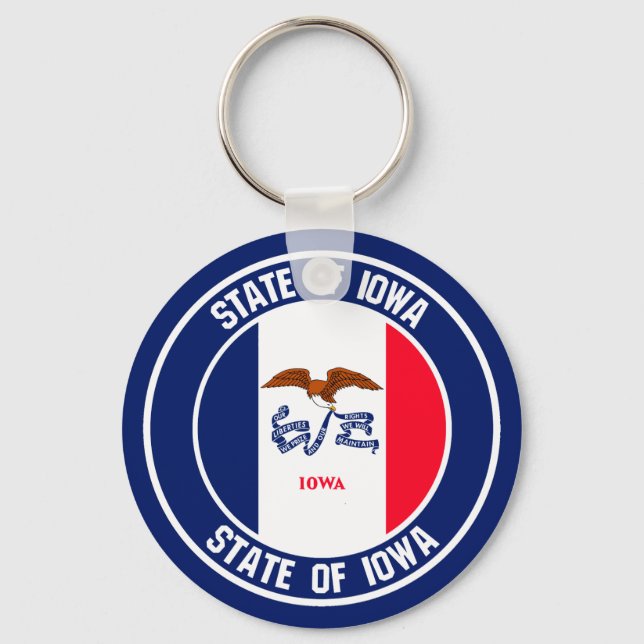 Iowa Round Emblem Nyckelring (Framsida)