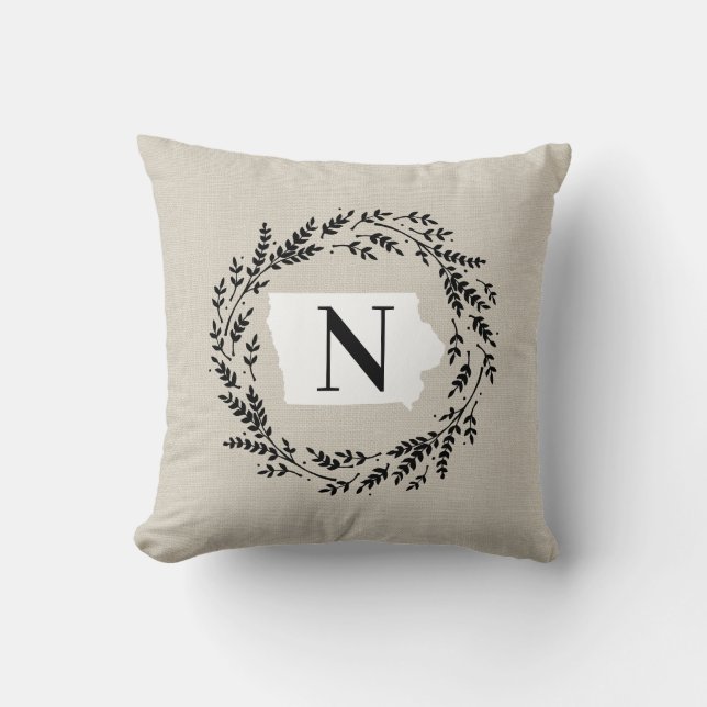 Iowa Rustic WAN Monogram Dekorativ kudde (Framsida)