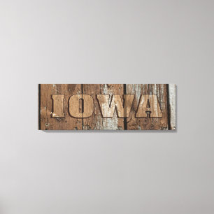 Iowa rustik woodskylt canvastryck