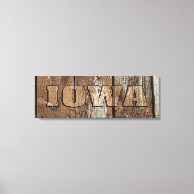 Iowa rustik woodskylt canvastryck (Framsida)