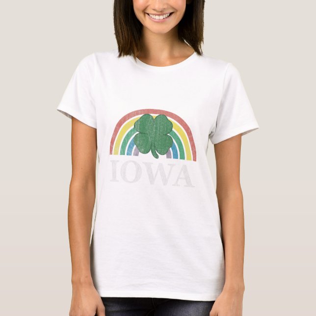 Iowa Shamrock St. Patrick's Day Saint Paddy's Iris T Shirt (Framsida)