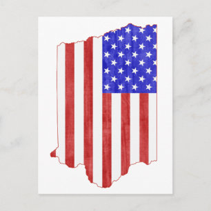 Iowa Shaped American Flagga Hawkeye Patriotic Iowa Vykort
