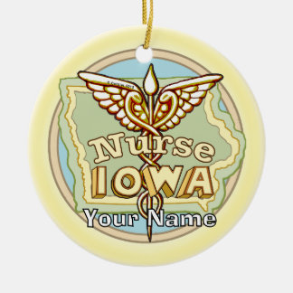 Iowa Sjuksköterska Caduceus Julgransprydnad Keramik
