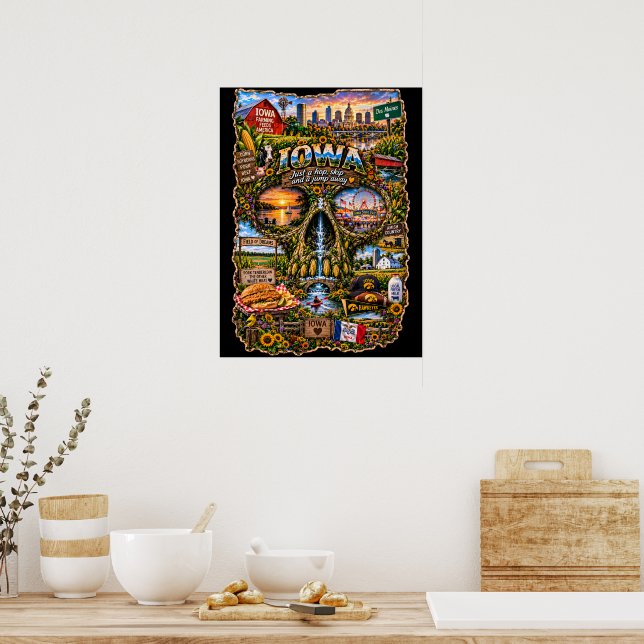 Iowa Skull Art Print | State of Mind Poster (Kök)