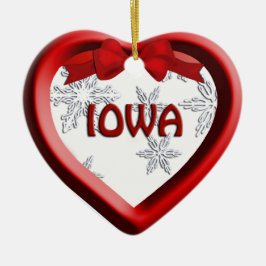 Iowa Snowflake Heart jul Ornament