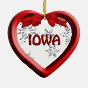Iowa Snowflake Heart jul Ornament