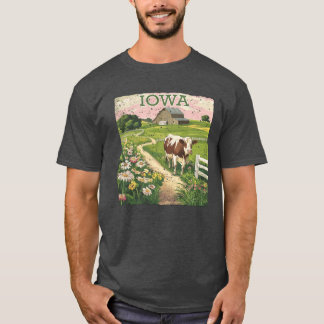 Iowa Stämpel Stat Distressed Vintage Amerikas Före T Shirt