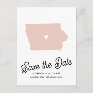 IOWA State Destination Wedding ANY FÄRG! Meddelande Vykort