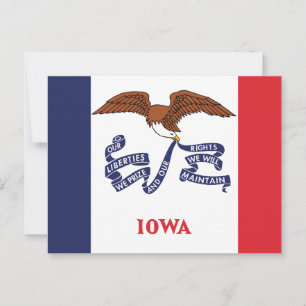 Iowa State Flag Hawkeye State Örn & Motto Vykort
