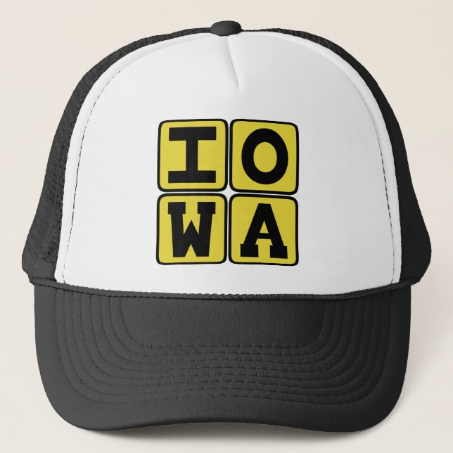 IOWA State Iowan Hawkeye Des Moines Cedar Rapids Truckerkeps (Framsida)