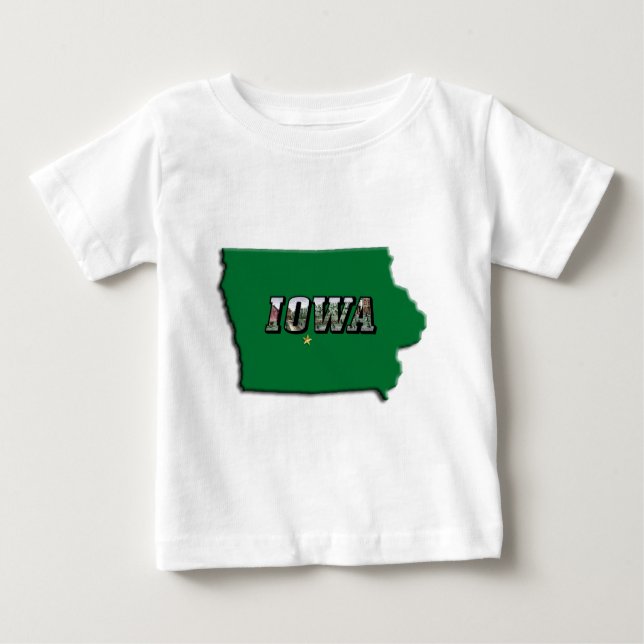 Iowa State Karta Grönt disline & Photo Text Baby T-shirt (Framsida)