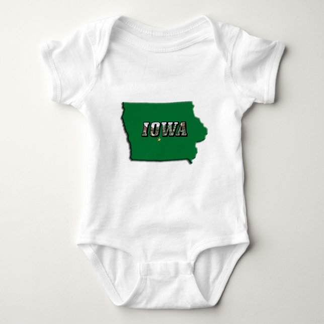 Iowa State Karta Grönt disline & Photo Text Baby Tee Shirt (Framsida)