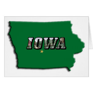 Iowa State Karta Grönt disline & Photo Text Hälsningskort