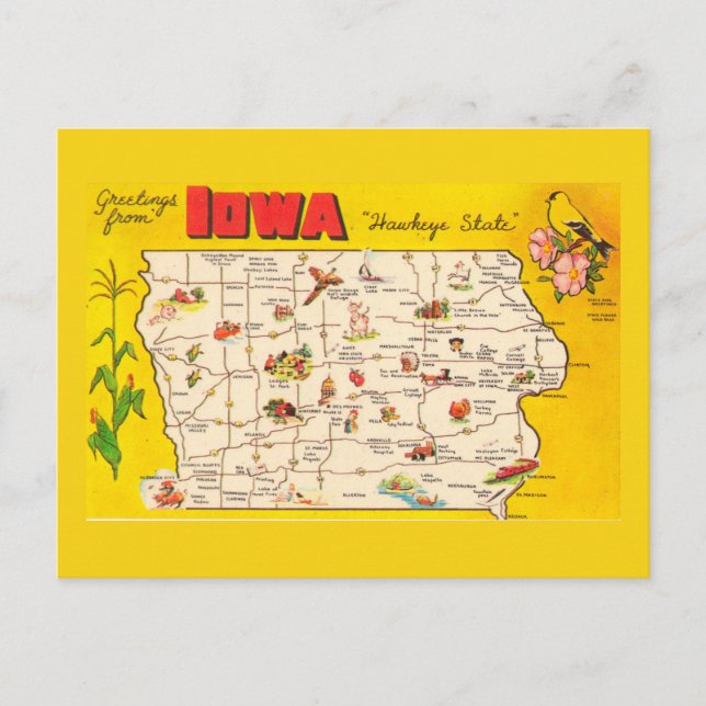 Iowa State Karta vycard Vykort (Framsida)