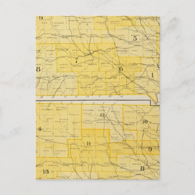 Iowa State Kartor Vykort (Framsida)