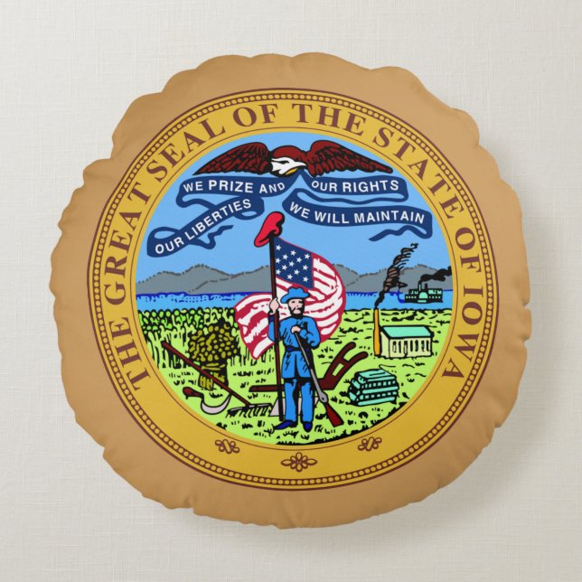Iowa State Seal Rund Kudde (Framsidan)