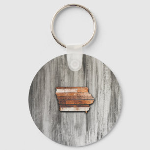 Iowa State Shape Rustic Nyckelring