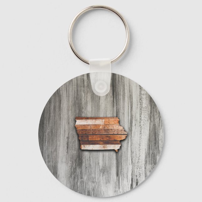 Iowa State Shape Rustic Nyckelring (Framsida)