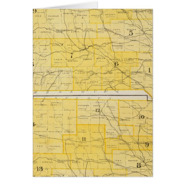 Iowa-staten Kartor Hälsningskort (Framsidan)