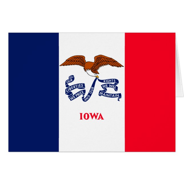 Iowa Statlig flagga Design Hälsningskort (Framsidan Horizontal)