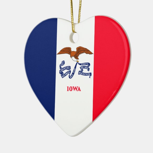 Iowa Statlig flagga Design Julgransprydnad Keramik (Vänster)