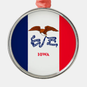 Iowa Statlig flagga Design Julgransprydnad Metall