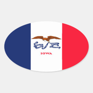 Iowa Statlig flagga Design Ovalt Klistermärke