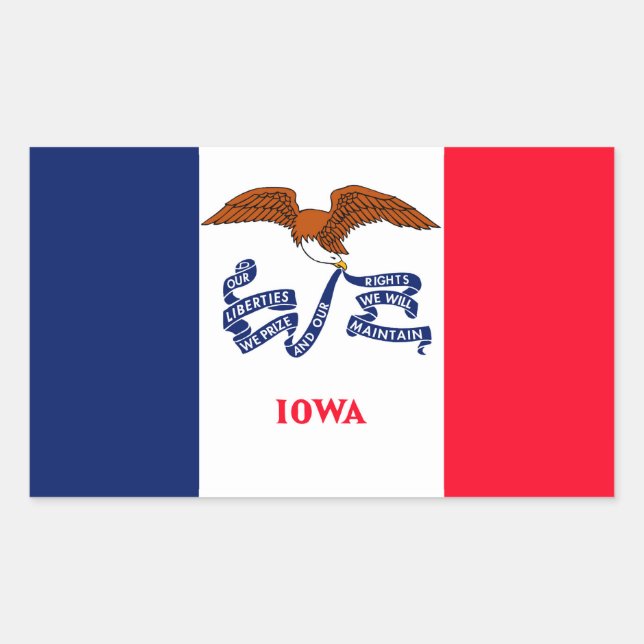 Iowa Statlig flagga Design Rektangulärt Klistermärke (Framsida)