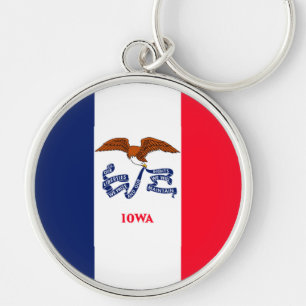 Iowa Statlig flagga Design Rund Silverfärgad Nyckelring