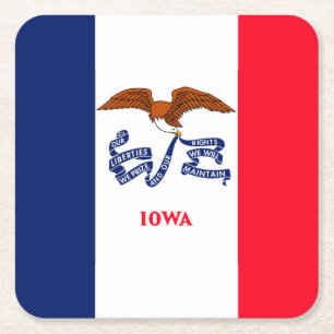 Iowa Statlig flagga Design Underlägg Papper Kvadrat