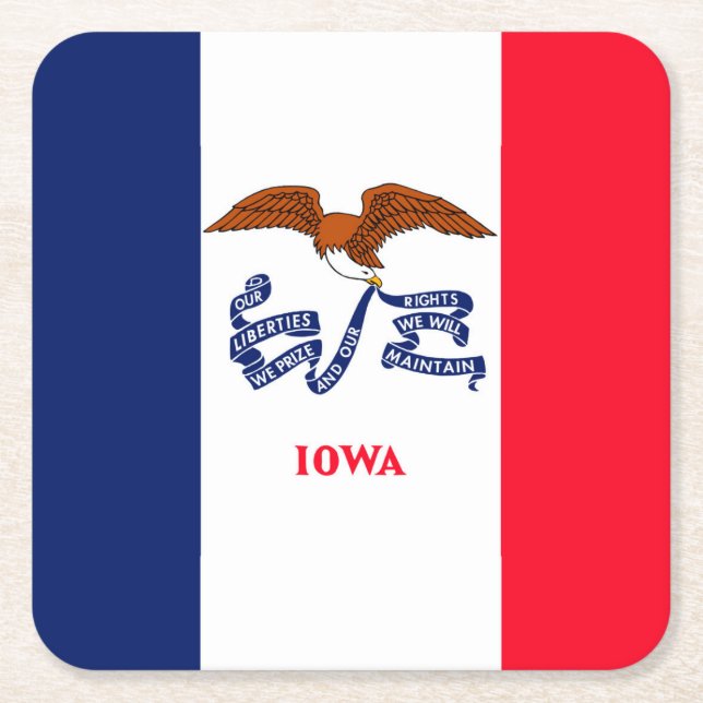 Iowa Statlig flagga Design Underlägg Papper Kvadrat (Framsidan)