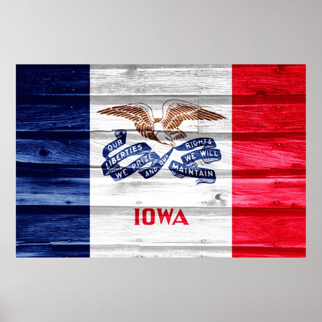 Iowa Statlig flagga Grunge Poster (Framsidan)