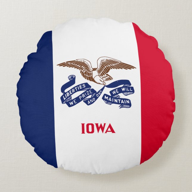 Iowa Statlig flagga Rund Kudde (Framsidan)