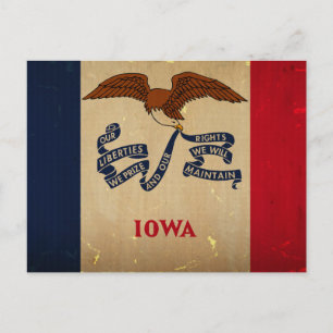 Iowa Statlig flagga VINTAGE.png Vykort