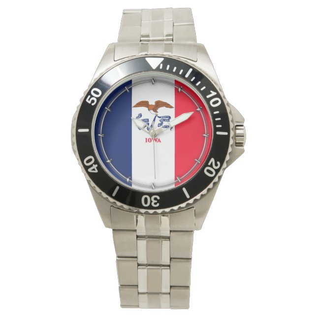 Iowa statlig flaggadesign armbandsur (Framsida)