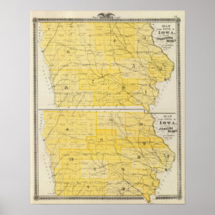 Iowa statlig kartor poster