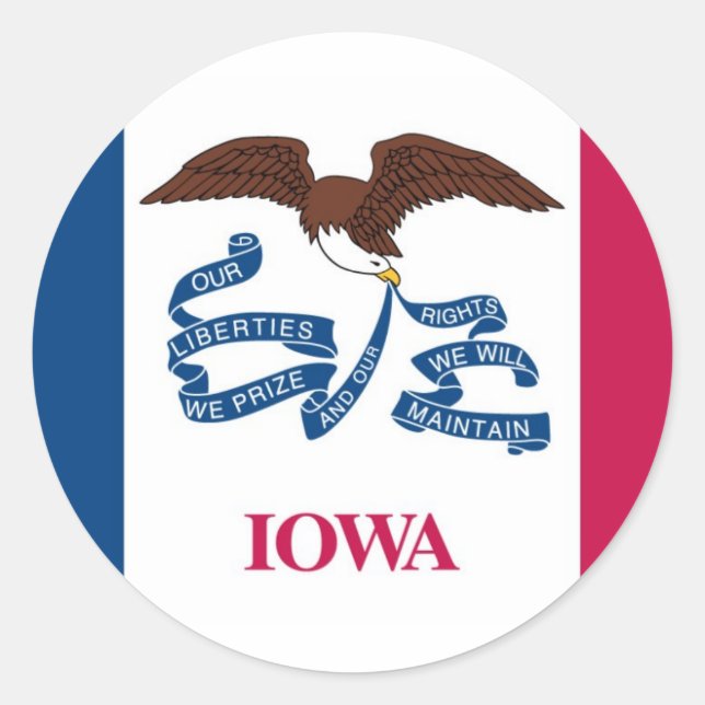 Iowa Sticker Runt Klistermärke (Framsida)