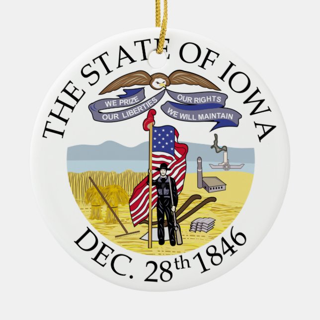 Iowa-tecken Julgransprydnad Keramik (Framsidan)