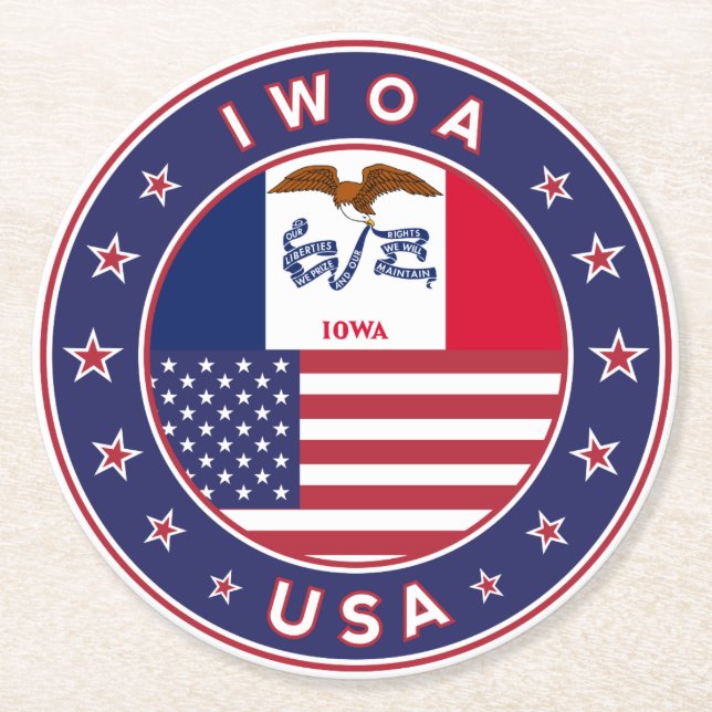 Iowa Underlägg Papper Rund (Framsidan)