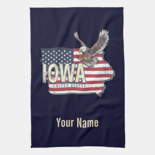 Iowa United Stater Retro State Karta Vintage USA Kökshandduk